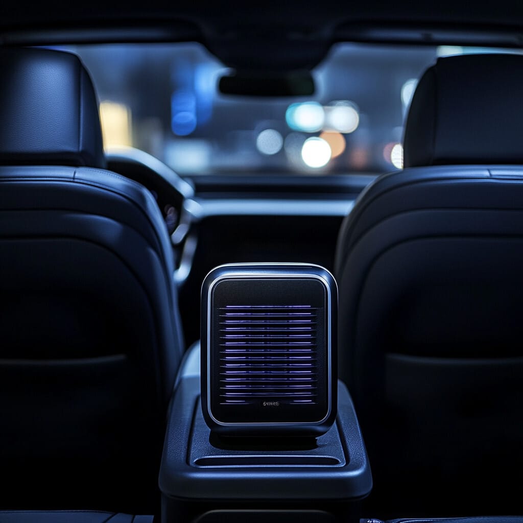 콘솔박스 위에 설치한 차량용 공기청정기