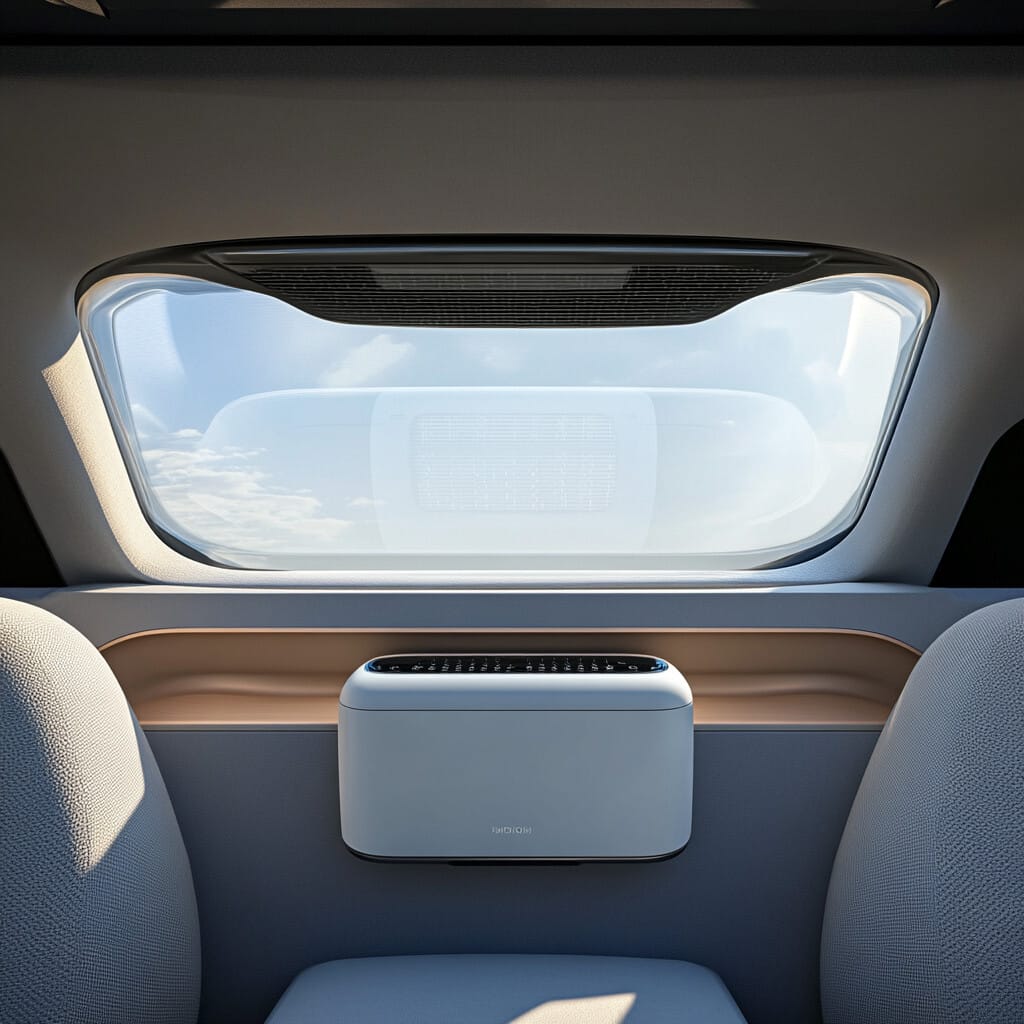 후방에 놓인 차량용 공기청정기