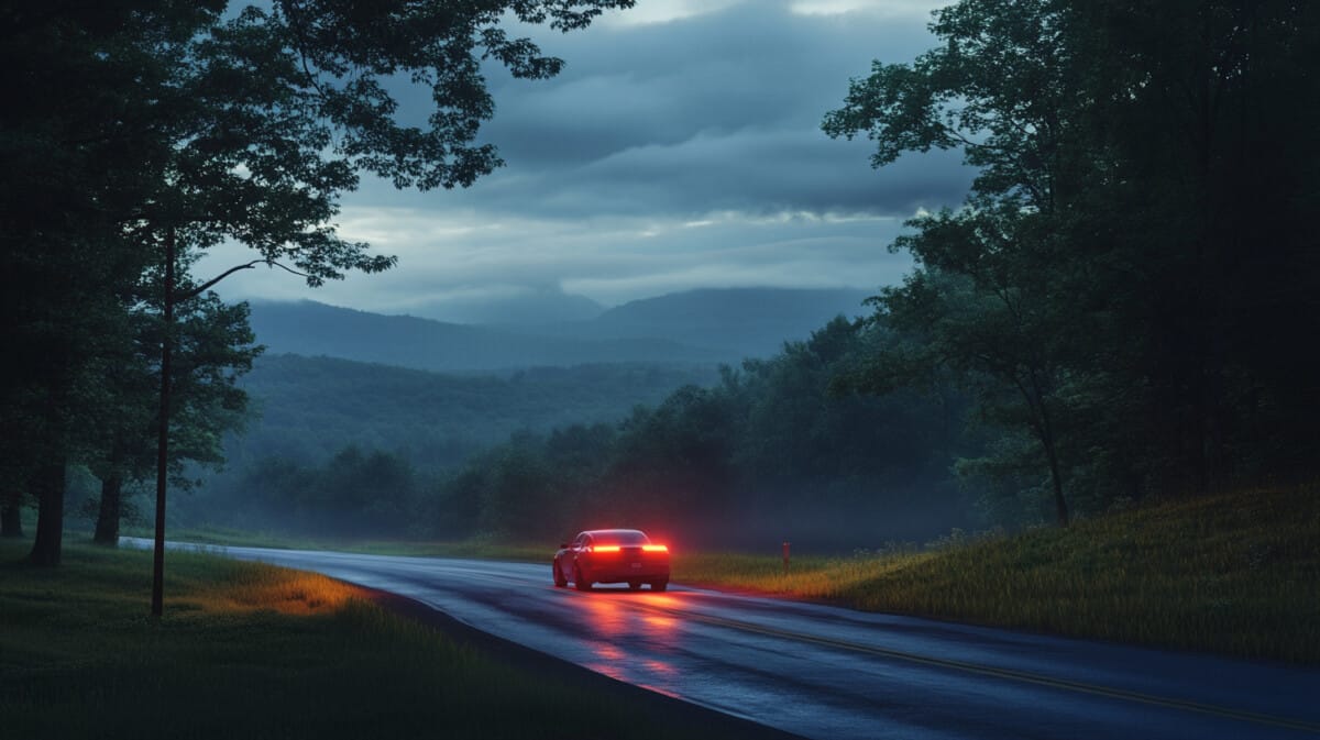 달리다 멈추는 차의 모습