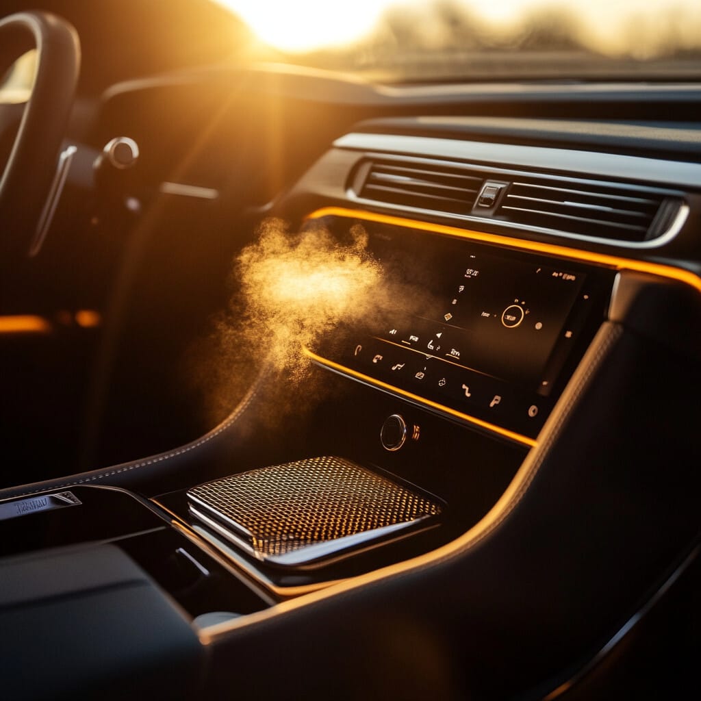 차량용 공기청정기로 차량 내부 공기질을 높이는 사진