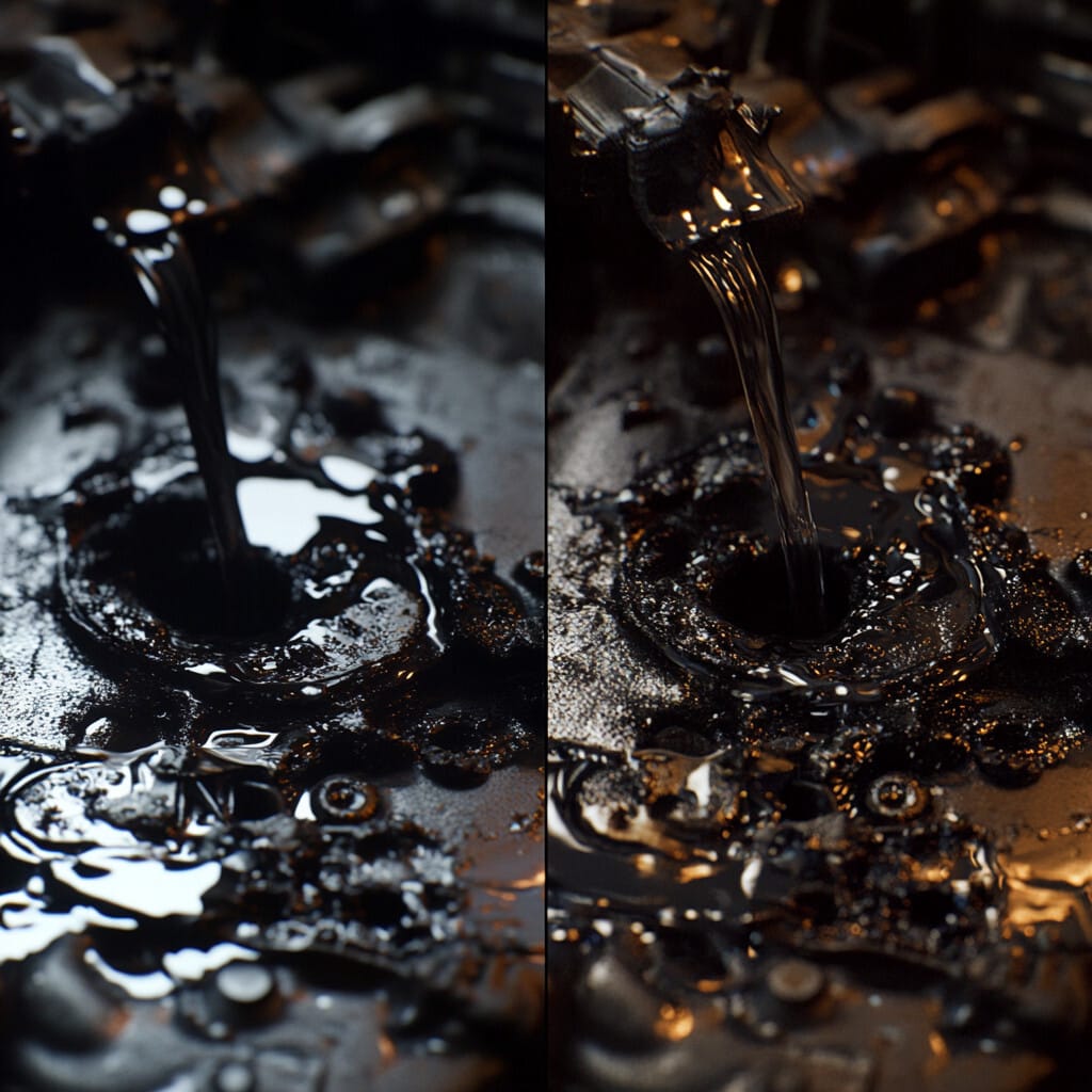 오일찌꺼기가 낀 엔진