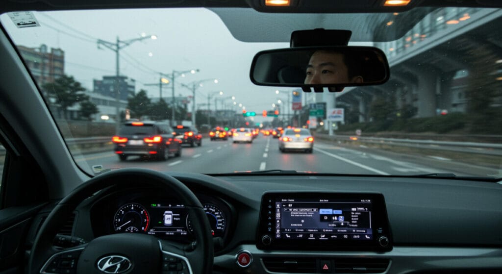 사이드미러를 늘 살피며 방어운전